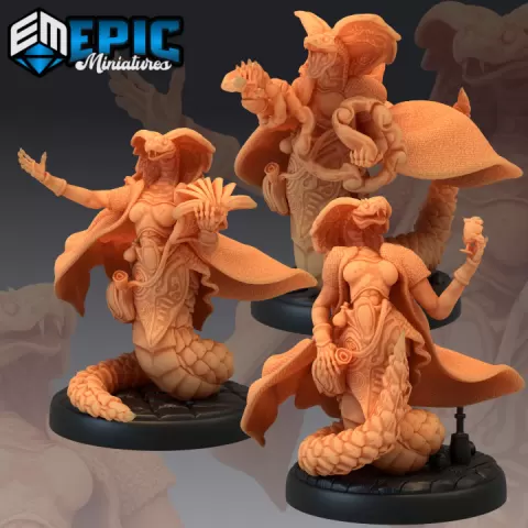 Serpentfolk Mage Set / Snake Folk Female Wizard / Desert Reptile Sorceress Collection by Epic-Miniatures