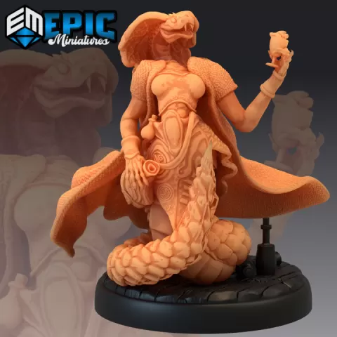 Serpentfolk Mage Drinking / Snake Folk Female Wizard / Desert Reptile Sorceress by Epic-Miniatures