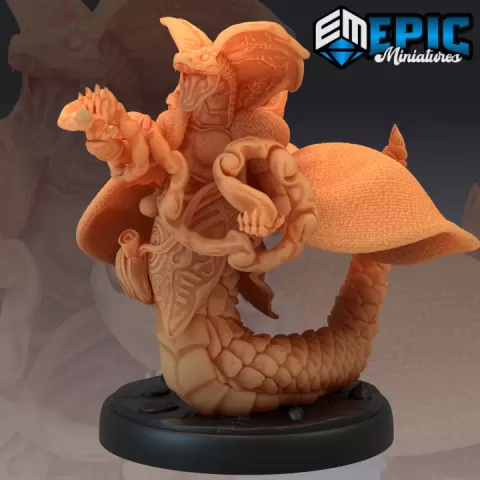 Serpentfolk Mage Attacking / Snake Folk Female Wizard / Desert Reptile Sorceress by Epic-Miniatures
