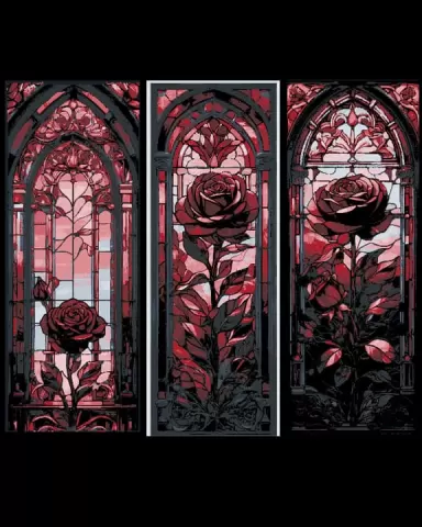 Blood Red Rose Frozen in a Stained Glass Window - Set of 3 Bookmarks