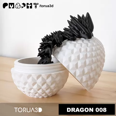 Articulated Dragon 008 And Dragon egg 009 - No supports - STL - Print in place