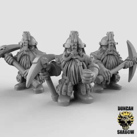 Dwarf miners (pre suppported) by Duncan Shadow