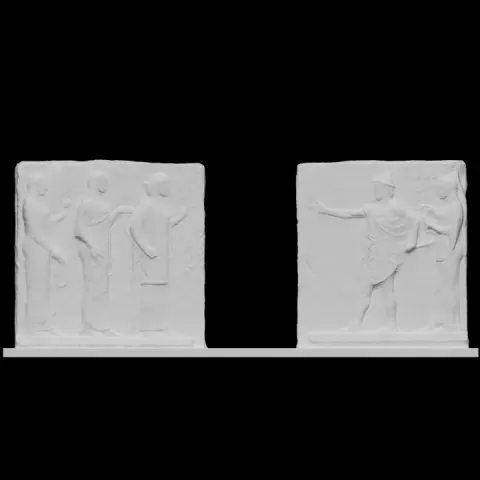 Hermes and the Kharites, known as “Reliefs from the passage of the Theoroi” by Scan The World