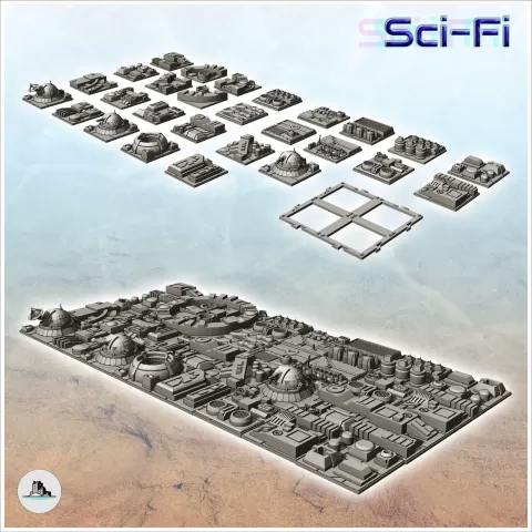 Large set of futuristic tiles for base or death star with va - Hartolia Miniatures