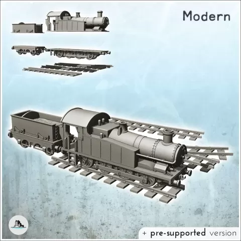 Steam locomotive with coal cars and rail set (4) - miniature - Hartolia Miniatures