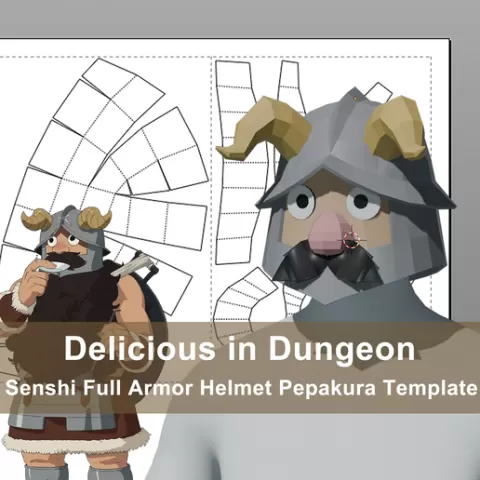 Delicious In Dungeon Senshi Armor helmet EVA Foam Template Pepakura 3d model File