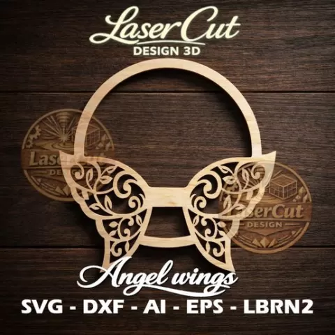 Angel Wings Set no.63 SVG DXF AI EPS LBRN2 | Macrame Angel Wings Laser Cut File for LightBurn & CNC