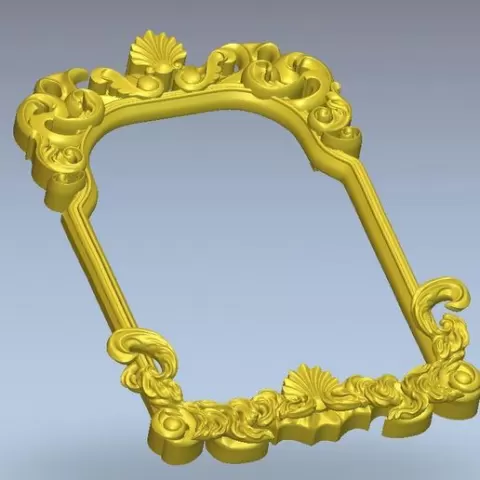 Highly polygonal 3D model of a frame for a mirror, photo or painting No.59 for manufacturing on CNC milling machines