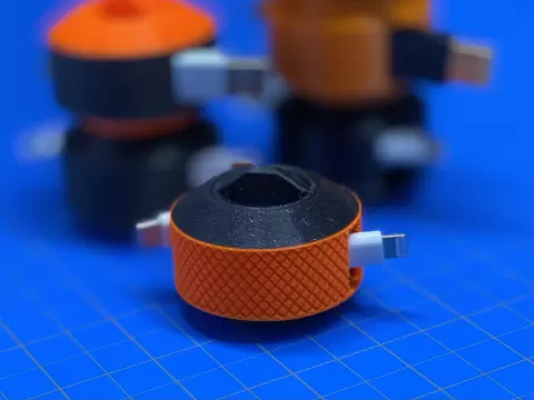 USB Cable Winder Stackable (+Knurled) Print in Place