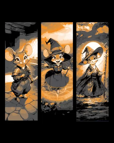 Cute little mice dressed in fantasy attire. Ready for adventure - Set of bookmarks