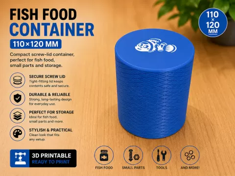 Fish Food Storage Container with Screw Lid 110×120