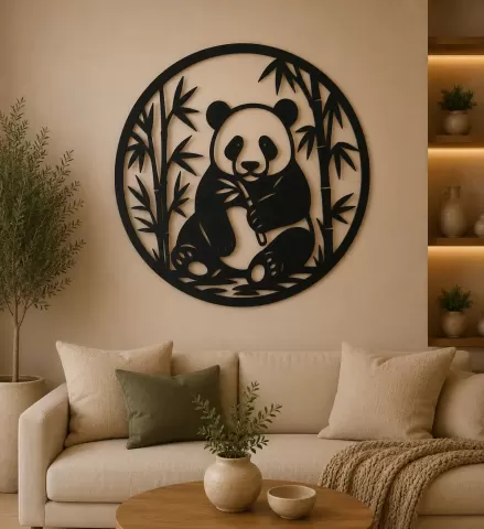 Panda Bamboo 2D Wall Art.stl