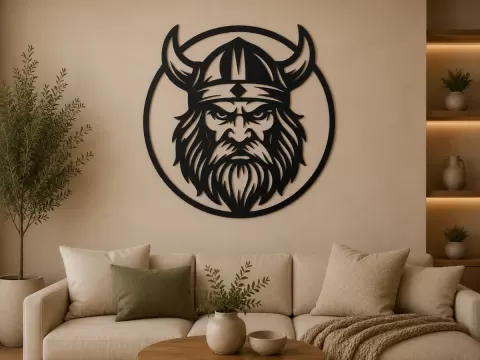 Viking Head 2D Wall Art.stl