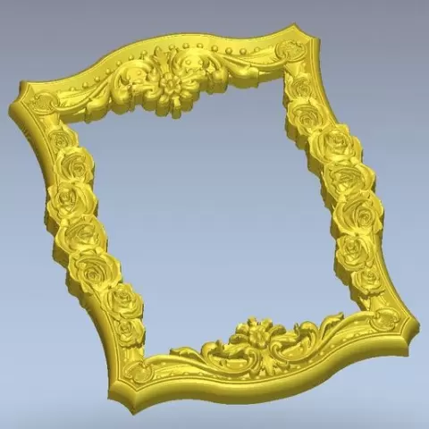 Highly polygonal 3D model of a frame for a mirror, photo or painting No.46 for manufacturing on CNC milling machines