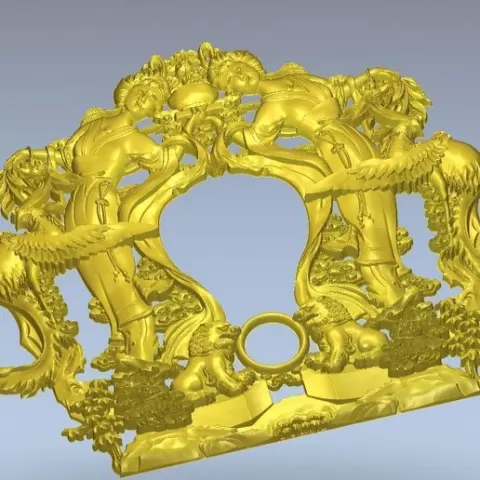 Highly polygonal 3D model of a frame for a mirror, photo or painting No.38 for manufacturing on CNC milling machines