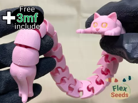 [Official Remix] Flexi Extra Size Cat (Print-in-place)