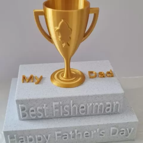 My Dad Best Fisherman Trophy | Father's Day Fishing Gift 2026 | Marble & Gold Trophy