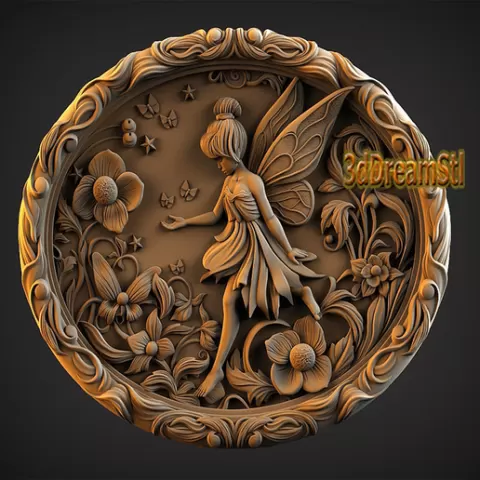 Fairy STL model, CNC router engraver, artcam, aspire, cnc files, wood, art, wall decor, CNC