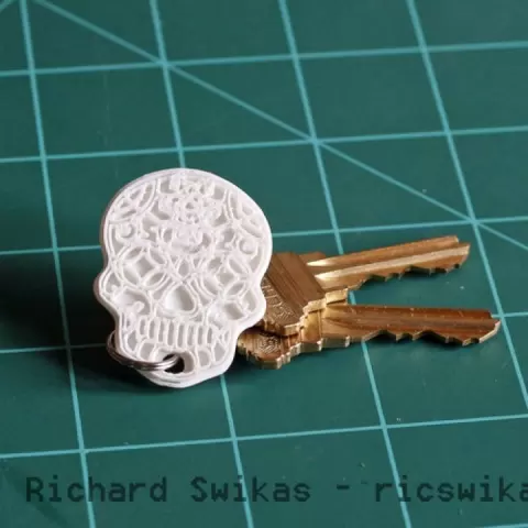Sugar Skull Key Ring by Richard Swika