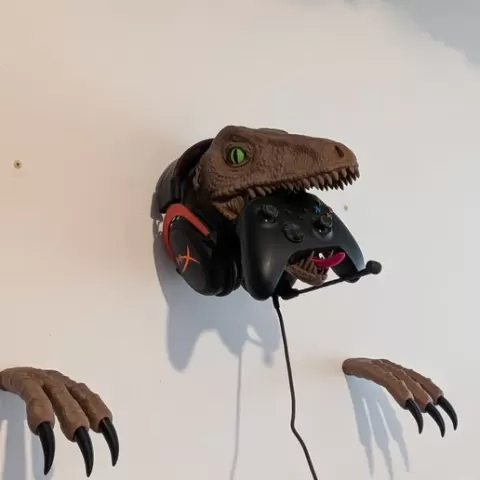 🦖 Support Mural Velociraptor : Casque & Manettes (No Support)