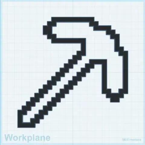 minecraft pickaxe 2D wall art.stl