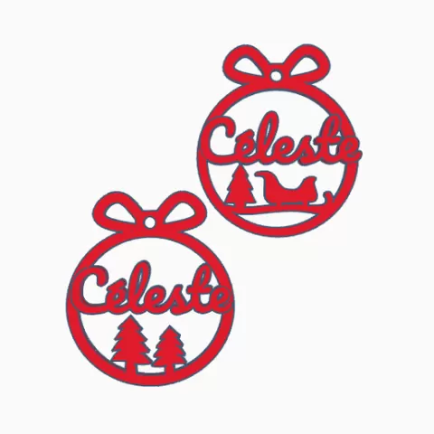 2 x Celeste, personalized Christmas tree ball