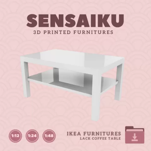 Miniature Replica LACK Coffee Table for Miniature Dollhouse - IKEA (1:12,24,48) - 3D Print Instant Download