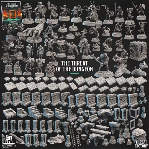 The Threat of the Dungeon - Huge modular dungeon + PCs + Monsters + 5e adventure [FULL BUNDLE] by Threat Factory