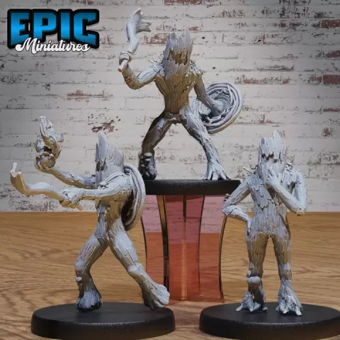 Wood Woad Set / Humanoid Shape Creature / Twig Monster / Branch Beast / Woodland Plant Guardian / Forest Spirit / Sentient Tree / Nature Guard / Swamp Army by Epic-Miniatures