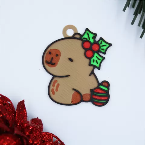 Christmas Cute Capybara Decoration Ornament Christmas Tree Earrings Keyring Keychain Festive Ball