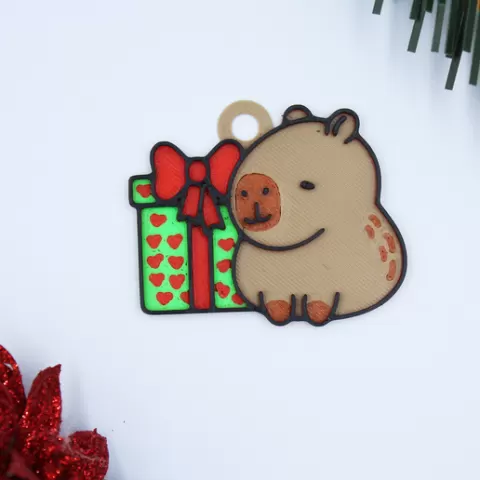Christmas Cute Capybara Decoration Ornament Christmas Tree Earrings Keyring Keychain Festive Ball