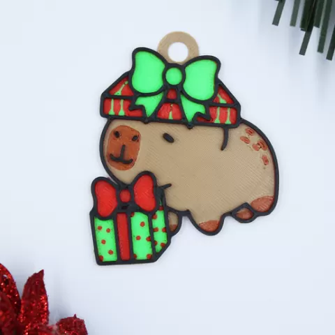 Christmas Cute Capybara Decoration Ornament Christmas Tree Earrings Keyring Keychain Festive Ball