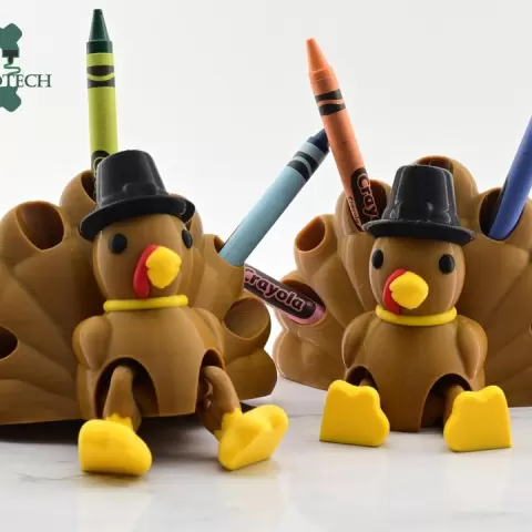 Cobotech Articulated Turkey Crayon Holder - Thanksgiving turkey - Unique Gifts - Turkey Decor - Fall Decor - Thanksgiving Decor by Cobotech