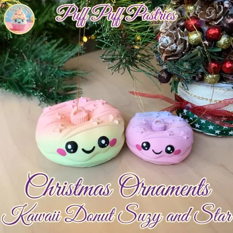 Christmas Ornaments Kawaii Donut Suzy and Star by Puff Puff Pastries