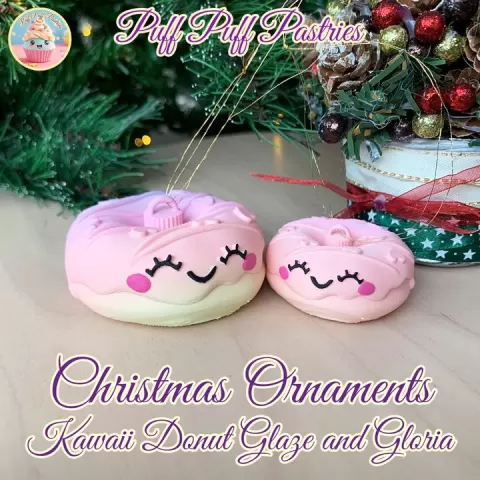 Christmas Ornaments Kawaii Donut Glaze and Gloria by Puff Puff Pastries