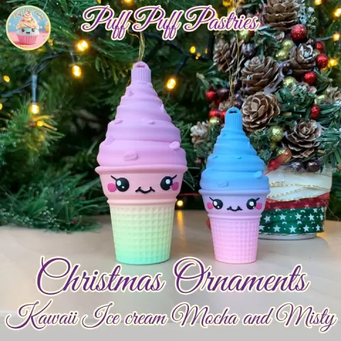 Christmas Ornaments Kawaii Ice cream Mocha and Misty by Puff Puff Pastries