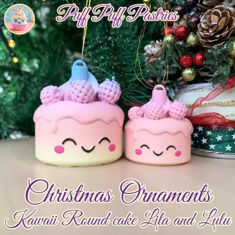 Christmas Ornaments Kawaii Round cake Lila and Lulu by Puff Puff Pastries
