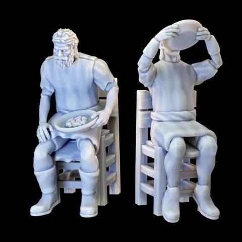 Eating Peasants Sitting - Fantasy Tavern District Vol II by YourNeighborKnight Minis