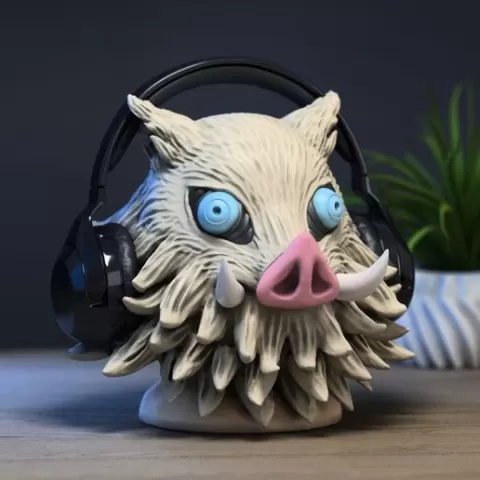 Inosuke Hashibira headphone Stand, demons slayer, Cyborg Headset Stand, Perfect Gamer Gift, Sci-Fi Fans Gift, Inosuke Hashibira Headphone Holder a55 (3)