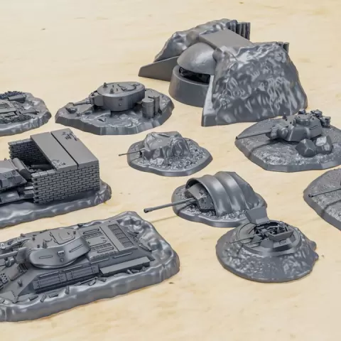 BOLT ACTION - Dug-in tanks and turrets of WW2 (scale 1:56) by Wargame3d