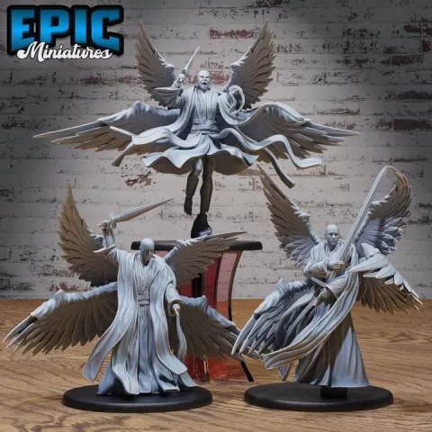 Planetar Angel Set / Angelic Soldier / Holy Warrior / Heavenly High Guardian / Magical Power Fighter / Winged Cloud Celestial / Divine Proxy by Epic-Miniatures