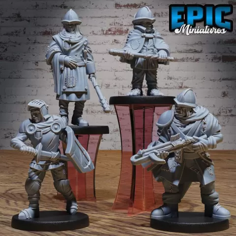 City Guard Set / Humanoid Warrior Character / Male Villager / Settler / Brave Fighter / Village Guardian / Mysterious Colonist by Epic-Miniatures