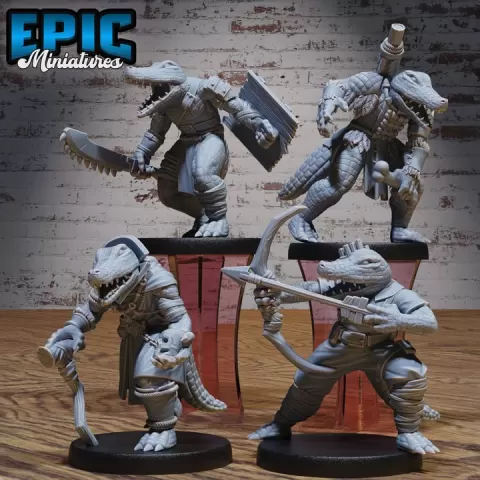 Alligator Folk Set B / Humanoid Crocodile Warrior / Croc Tribe Fighter / Southern Wild Animal / Evil Reptile Predator Creature / Swamp Beast Encounter by Epic-Miniatures