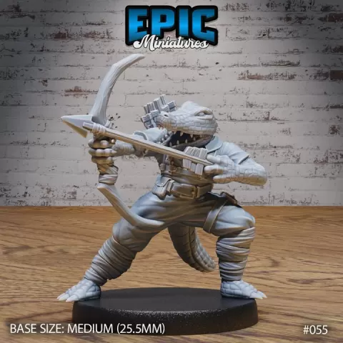 Alligator Folk Archer / Humanoid Crocodile Warrior / Croc Tribe Fighter / Southern Wild Animal / Evil Reptile Predator Creature / Swamp Beast Encounter by Epic-Miniatures