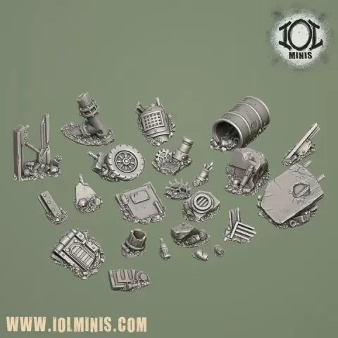 Wasteland Base Toppers Set 6 - Supportfree base detailing kit. by Imitation of Life Miniatures