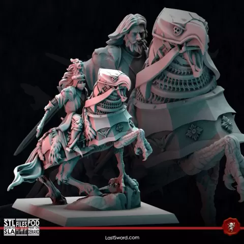 Grand Master of the Ducal Guard on Hippogriph | Pre-Supported | 30mm Avernia by LastSword Miniatures