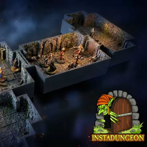 INSTADUNGEON Fantasy Dungeon A-Series Expansion Set 1: dungeon tiles compatible with DnD, Pathfinder and more by Big Dumb Fun Games