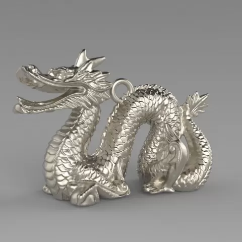 Majestic Silver Dragon Pendant – 3D Printed Fantasy Jewelry by muguet