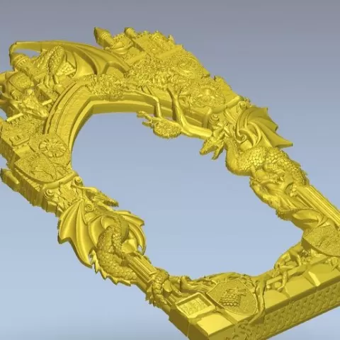 Highly polygonal 3D model of a frame for a mirror, photo or painting No.32 for manufacturing on CNC milling machines