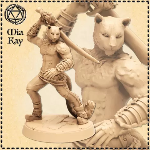 Catfolk Swordsman by M3DM